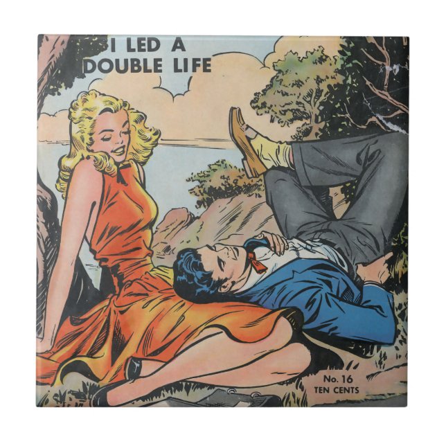 I Led a DOuble Life Ceramic Tile (Front)