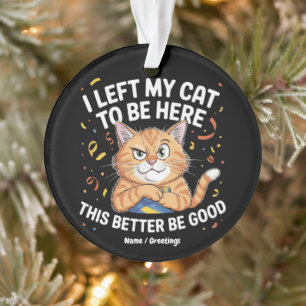 I Left My Cat to Be Here This Better Be Good Funny Ornament