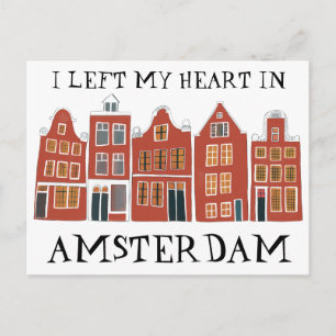 I Left My Heart in Amsterdam Holland Canal Houses Postcard