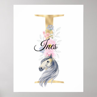 I letter personalized name monogram with horse poster