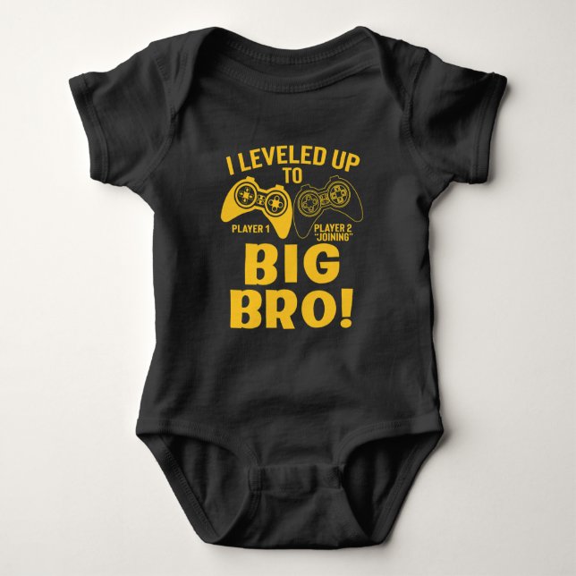 I Leveled Up To Big Bro Baby Bodysuit (Front)