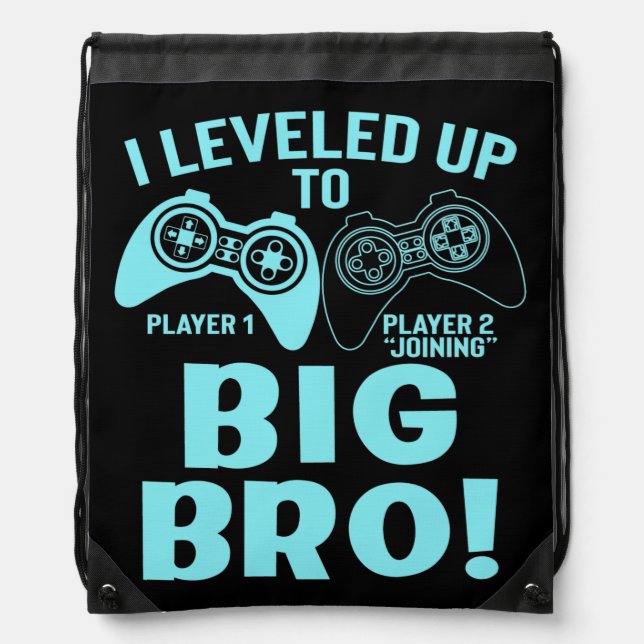I Leveled Up To Big Bro Drawstring Bag (Front)
