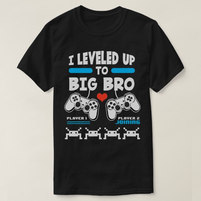 I Leveled Up To Big Bro Gamer Gender Reveal Game C T-Shirt (Design Front)
