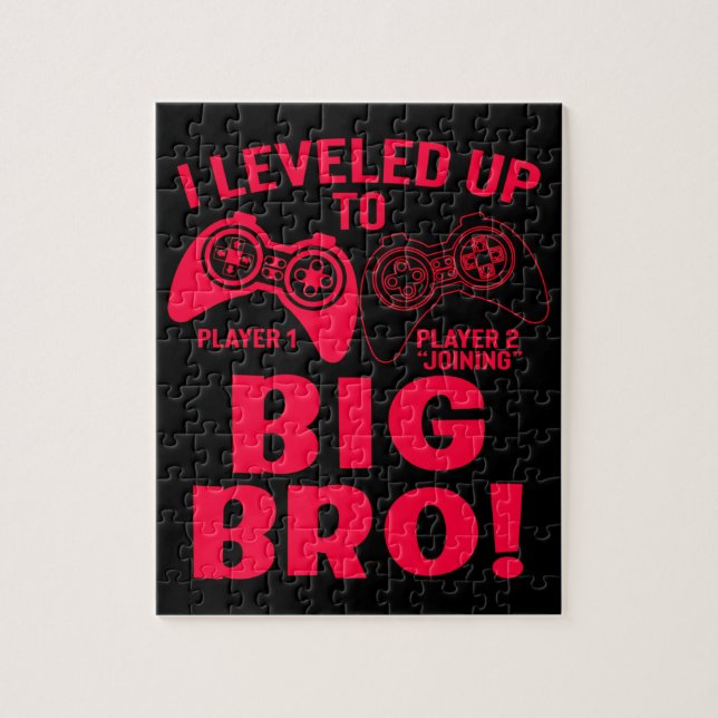 I Leveled Up To Big Bro Red and Black Jigsaw Puzzle (Vertical)