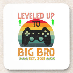 I Leveled Up To Big Brother 2021 Gamer Gift Beverage Coaster
