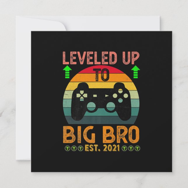 I Leveled Up To Big Brother Est2021 Promoted Holiday Card (Front)