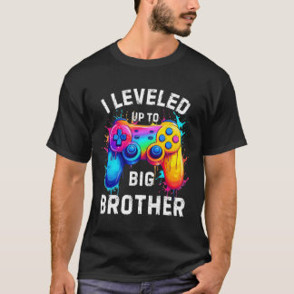 I Leveled Up To Big Brother Funny Gamer Splash Art T-Shirt
