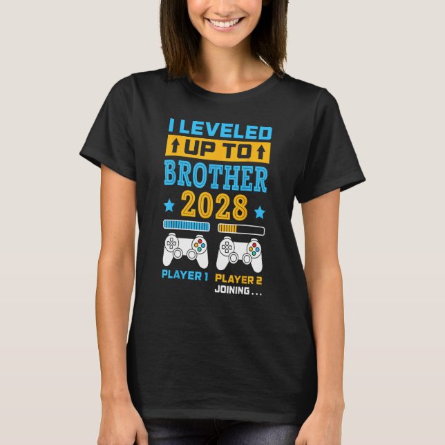 I Leveled Up To Brother 2028  Big Brother Gamer Bo T-Shirt (Front)