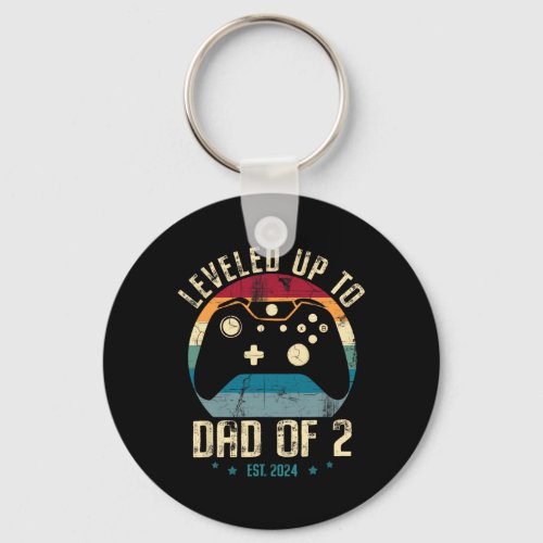 I Leveled Up To Dad Of 2 Daddy Again 2024 Gamer Fa Keychain