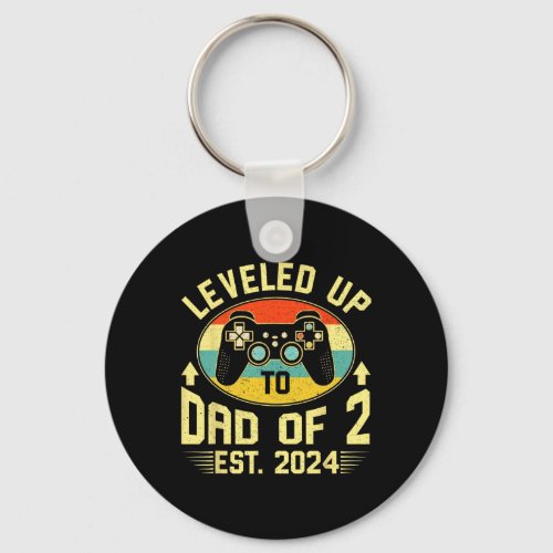 I Leveled Up To Dad Of 2 Est 2024 Promoted To Dadd Keychain