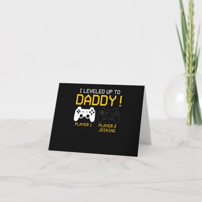 I Leveled Up To Daddy T-shirt New Gamer Dad Gifts Invitation (Front)