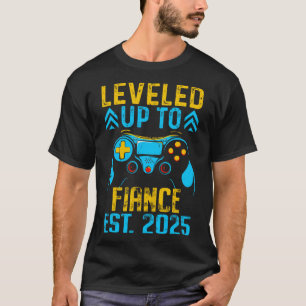 I Leveled Up To Fiance 2025 Gamer Groom Just Engag T-Shirt
