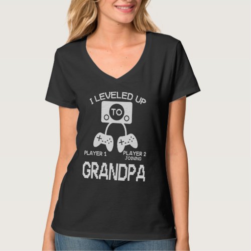 I Leveled Up To Grandpa  New Dad Gamer T_Shirt