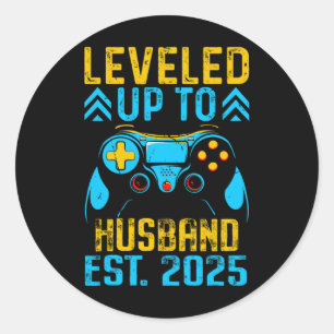 I Leveled Up To Husband Est 2025 Just Married Bach Classic Round Sticker