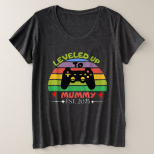 I Leveled Up To Mummy Funny Gamer Est. 2025 Women Plus Size T-Shirt