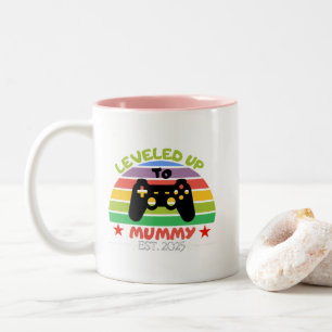 I Leveled Up To Mummy Funny Gamer Est. 2025 Women Two-Tone Coffee Mug