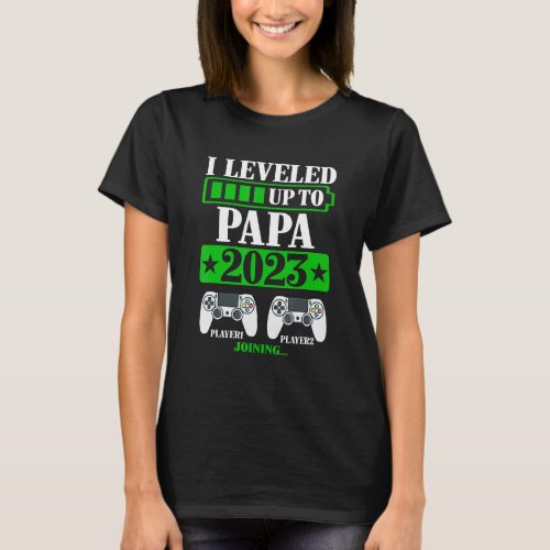 I Leveled Up To Papa 2024 Promoted To Level Unlock T_Shirt