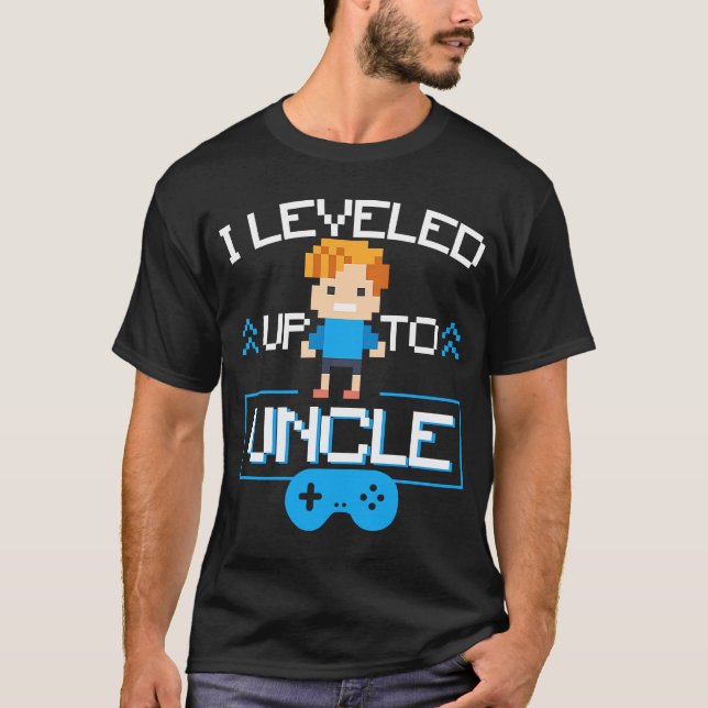 I Leveled Up To Uncle Pregnancy Announcement Gamer T-Shirt (Front)