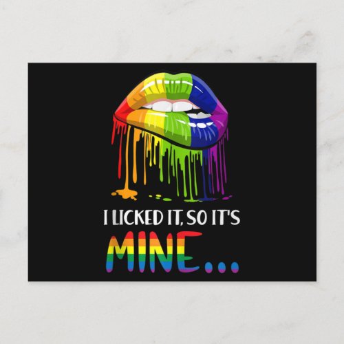 I Licked It So It Mine Gay Pride LGBT Announcement Postcard