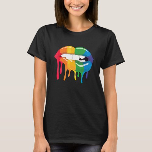 I Licked It So Its Mine Lgbt Rainbow Lips Pride M T_Shirt