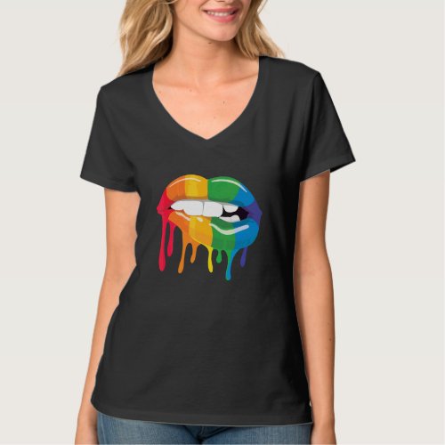 I Licked It So Its Mine Lgbt Rainbow Lips Pride M T_Shirt