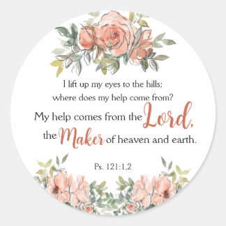 “I Lift Up My Eyes” Bible Verse Classic Round Sticker