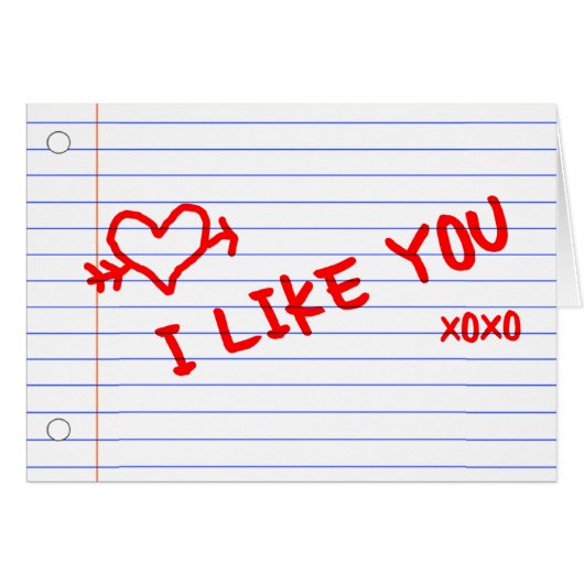 i likd you : notebook paper cards (Front Horizontal)