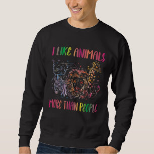 I Like Animals More Than People Farm Animal Vegan  Sweatshirt
