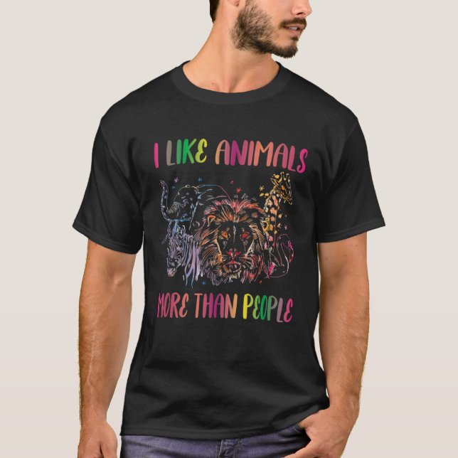 I Like Animals More Than People Farm Animal Vegan  T-Shirt (Front)