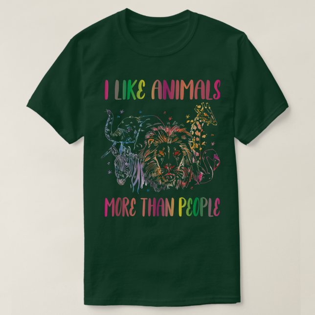 I Like Animals More Than People Funny Vegan Vegeta T-Shirt (Design Front)