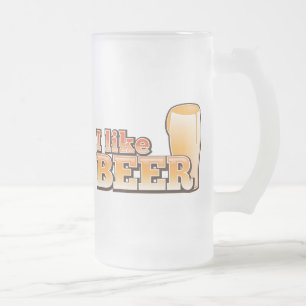 I LIKE BEER alcohol drink design Frosted Glass Beer Mug