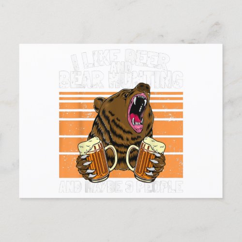 I Like Beer And Bear Hunting Funny Drinking Invitation Postcard