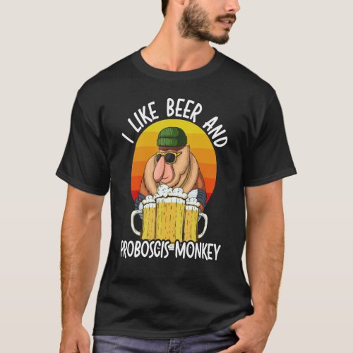 I Like Beer And Proboscis Monkey Wildlife Animal Z T_Shirt