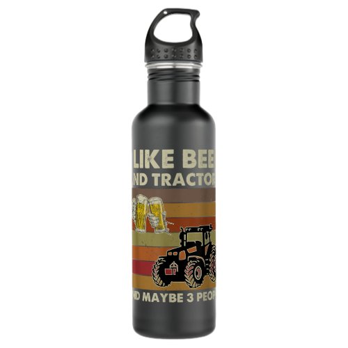 I Like Beer Tractors  Maybe 3 People Vintage Farm Stainless Steel Water Bottle