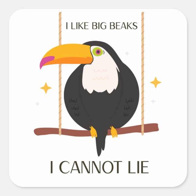 I like big beaks I cannot lie Toucan Square Sticker (Front)