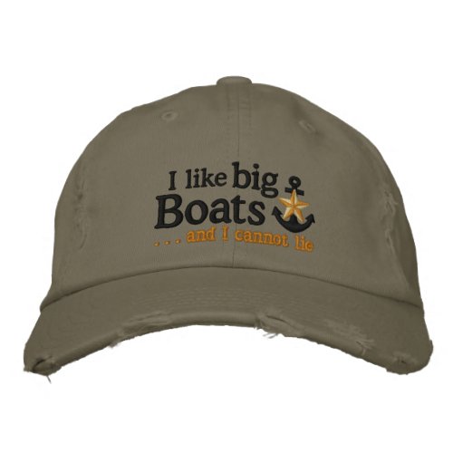 I like big boats Nautical Star Anchor Embroidered Baseball Cap