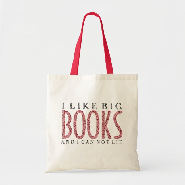 I like Big Books Dark Red Text Design Tote Bag (Front)