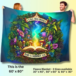I Like Big Books, for Book Lovers & Readers, Fleece Blanket