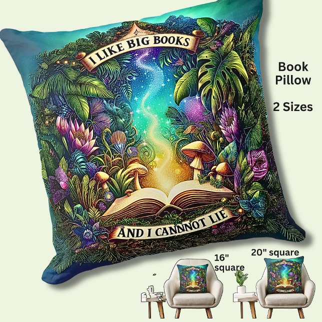 I Like Big Books, for Book Lovers & Readers, Throw Pillow (Creator Uploaded)