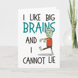 "I Like Big Brains" Cute Zombie Halloween Card