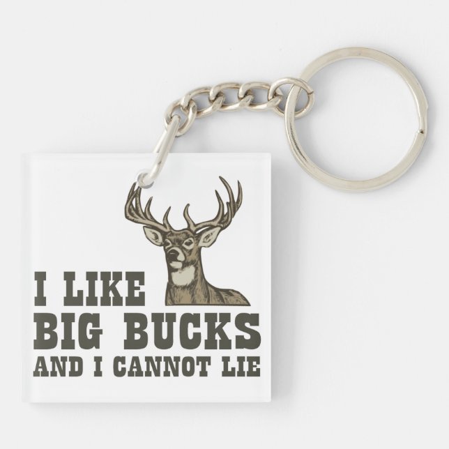 I Like Big Bucks And I Cannot Lie Keychain (Back)