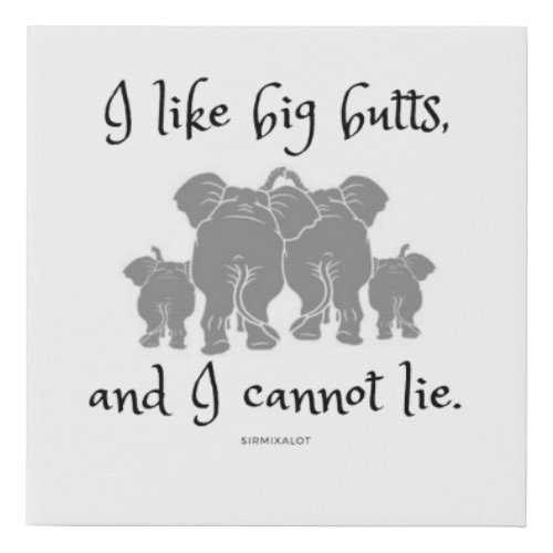 I like big butts and I cannot lie SirMixALot Faux Canvas Print