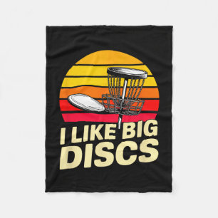 I Like Big Discs Funny Retro Disc Golf Player  Fleece Blanket