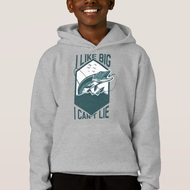 I Like Big Fish And I Can't Lie Pike Biting Hoodie (Front)
