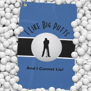 I Like Big Putts Golf Humor Fun Blue Black Towel