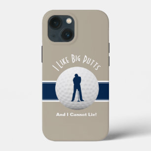 I Like Big Putts Golf Humor Funny Tan & Blue iPhone 13 Mini Case