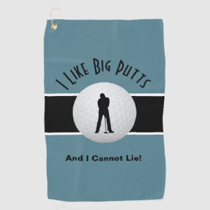 I Like Big Putts Golf Humor Funny Turquoise Black Golf Towel