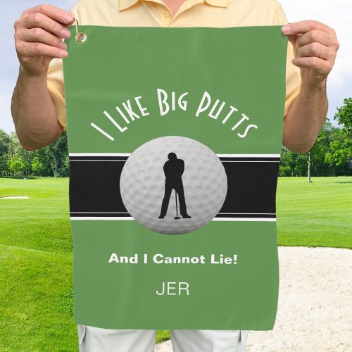 I Like Big Putts Golfer Humor Funny Black Green Golf Towel