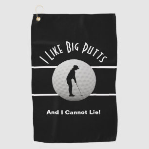 I Like Big Putts Golfer Sports Humor For Her Black Golf Towel