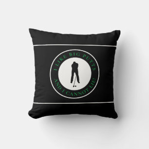 I Like Big Putts Sports Golfer Modern Black Green Throw Pillow